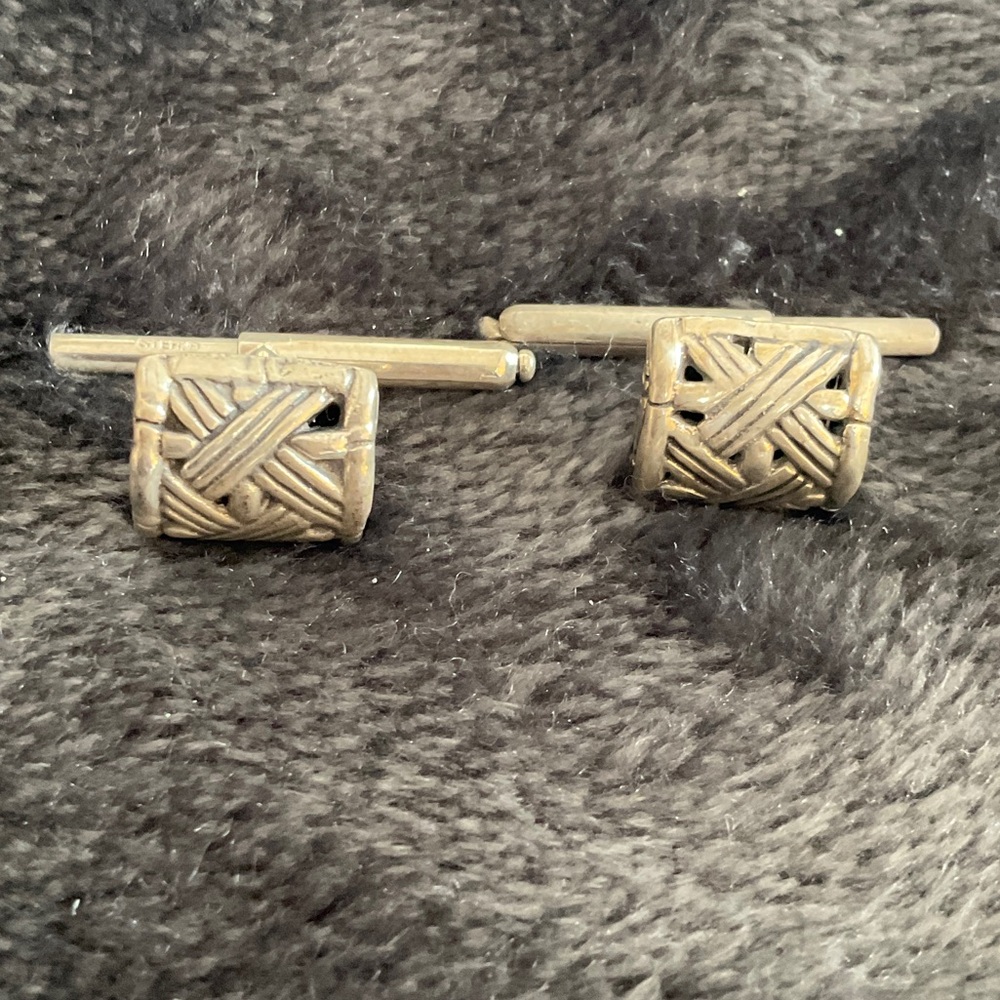 Sterling silver basketweave cuff links from Neiman Marcus